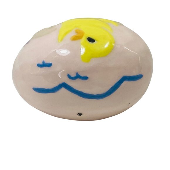 Easter Egg  Yellow Chick & Floral Design Handcrafted By Dolly Vintage Ceramic - Picture 3 of 9